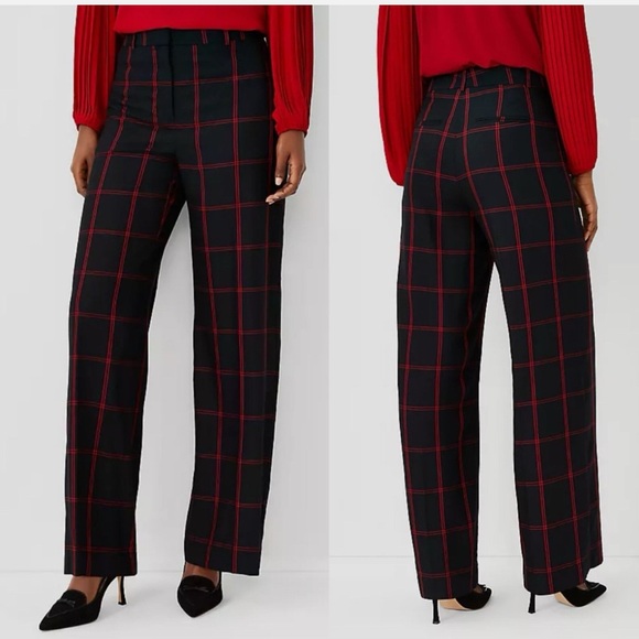 Ann Taylor Black and Red Checkered Wide Leg Pants - Picture 1 of 5